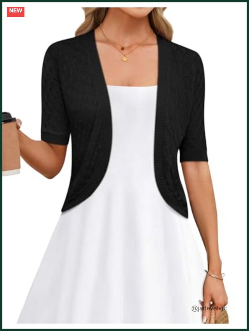 Cropped Open Front Bolero Shrug Cardigan Short Sleeve Lightweight Knit